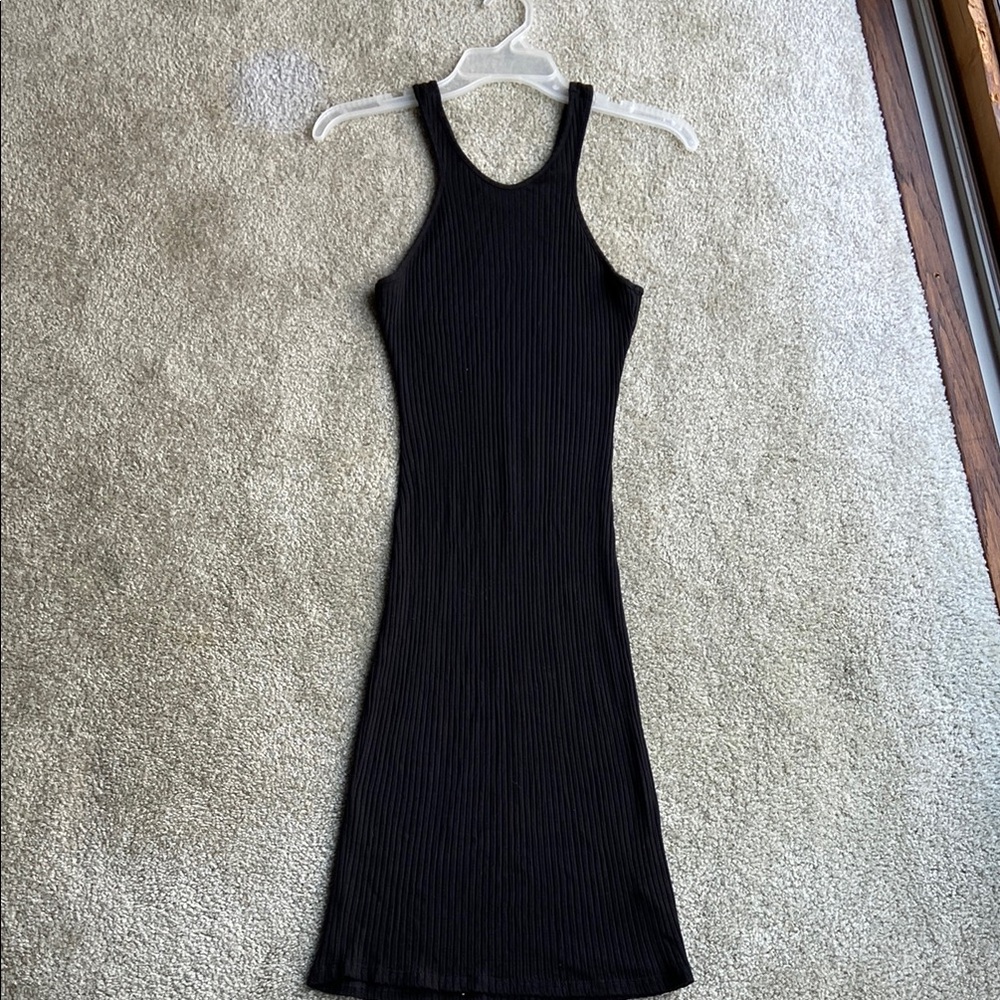 🪷Popular Basics Black Ribbed Knit Bodycon Dress Large